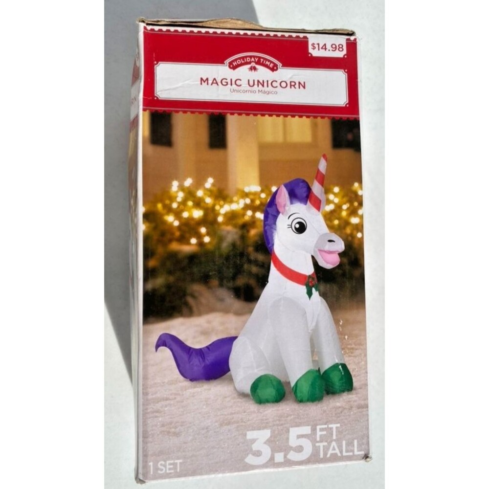 Holiday Time Inflatable Magic Unicorn 3.5 ft Tall Lawn Decoration Christmas